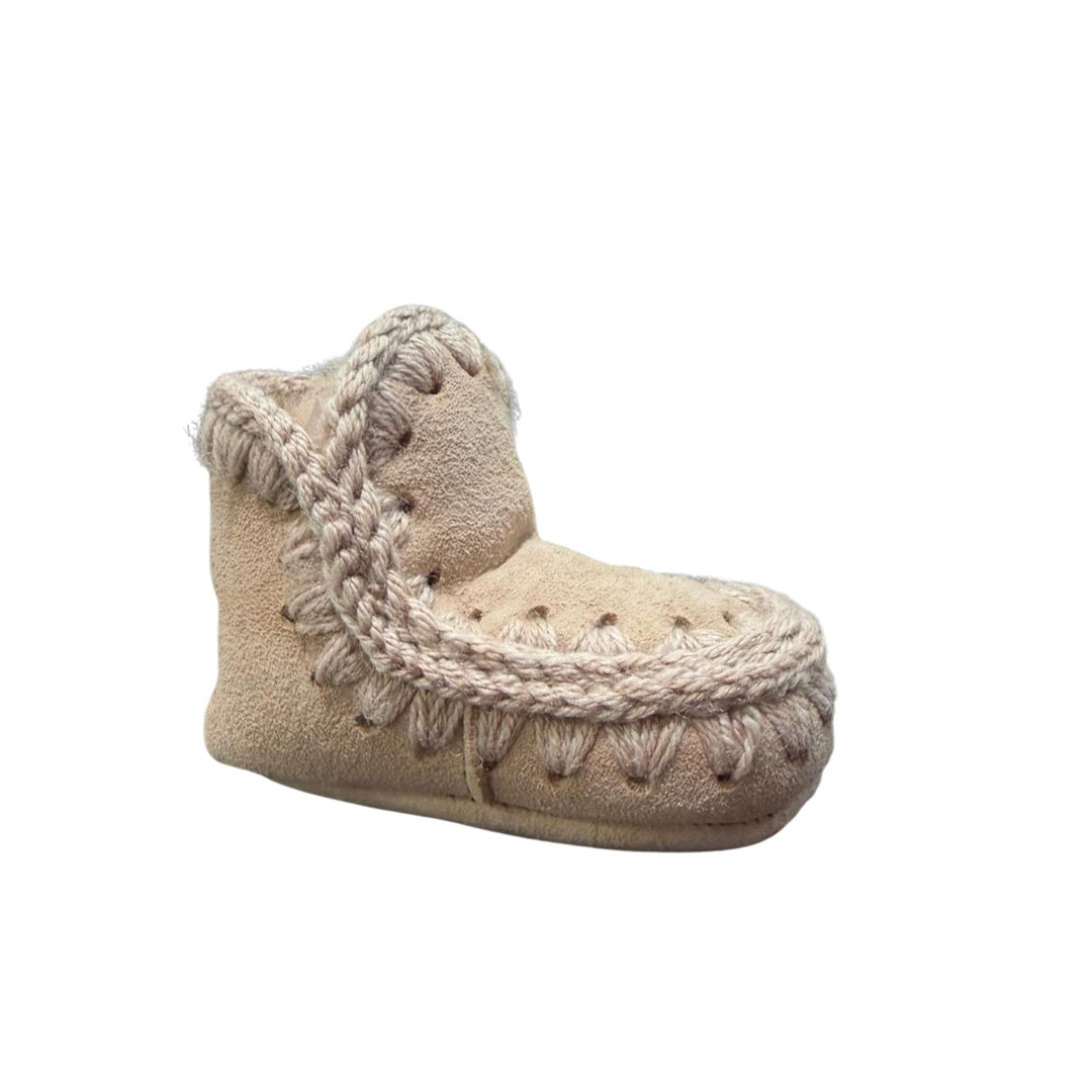 Stivaletto da neonati con suola morbida in crosta di camoscio imbottito in pelliccia ESKIMO INFANT CAMROSA CHIARO MOU