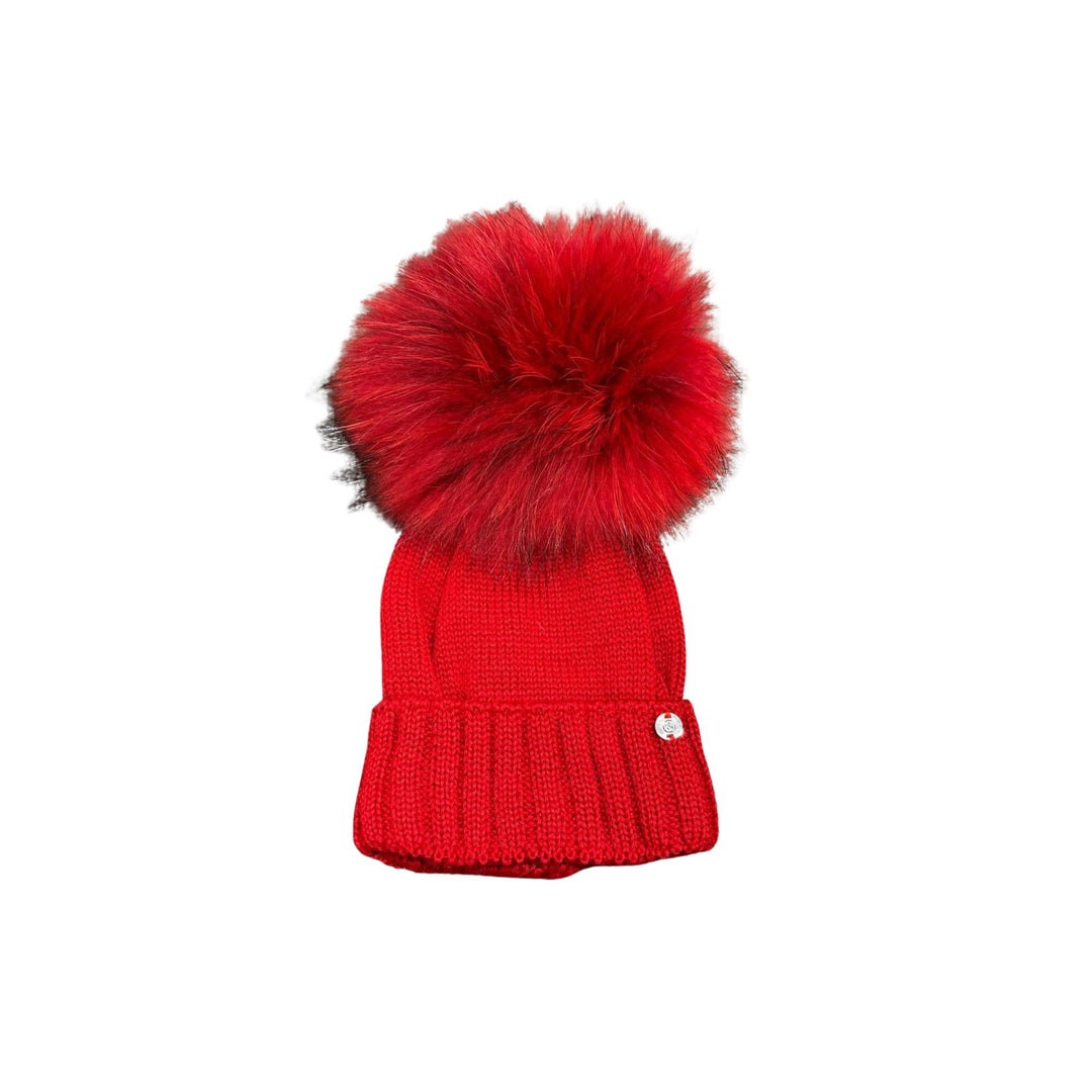 Cappello da bambini misto lana con ponpon originale in Murmasky CT3443AROSSO GIO HIGUAMY