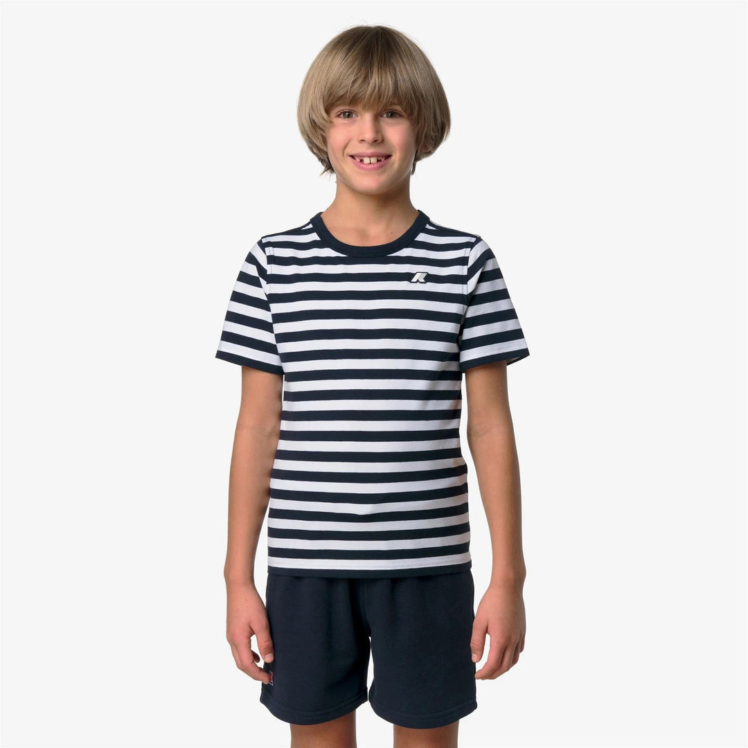 T-shirt da bambino Adame Stripes in cotone a righe con logo K4132BWKALC K-WAY