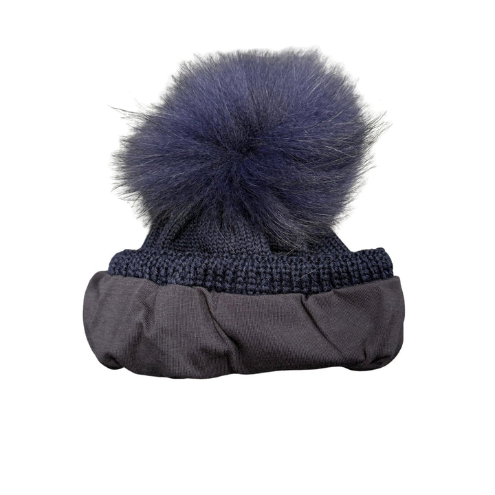 Cappello da bambini in misto lana con interno rivestito in cotone e ponpon in vera pelliccia Murmasky CT3443MFABLU GIO HIGUAMY