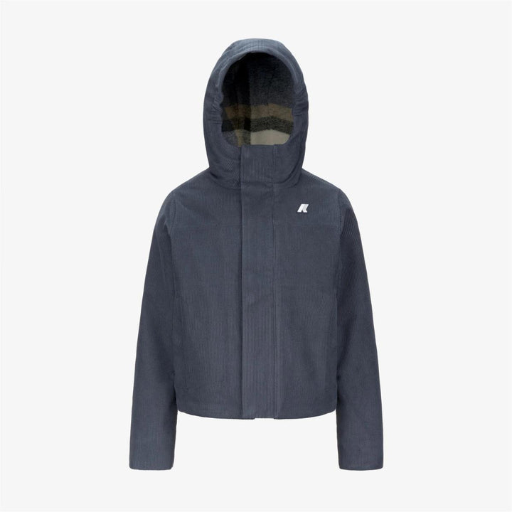 Giubbino da bambino Sharille in tessuto tecnico effetto denim con imbottitura in ecopelliccia tartan K81461WKB2E K-WAY