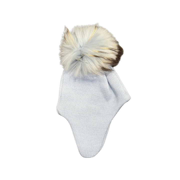 Cappello da bambini con copriorecchie in misto lana con ponpon in vera pelliccia Murmasky CT0223ACIELO GIO HIGUAMY