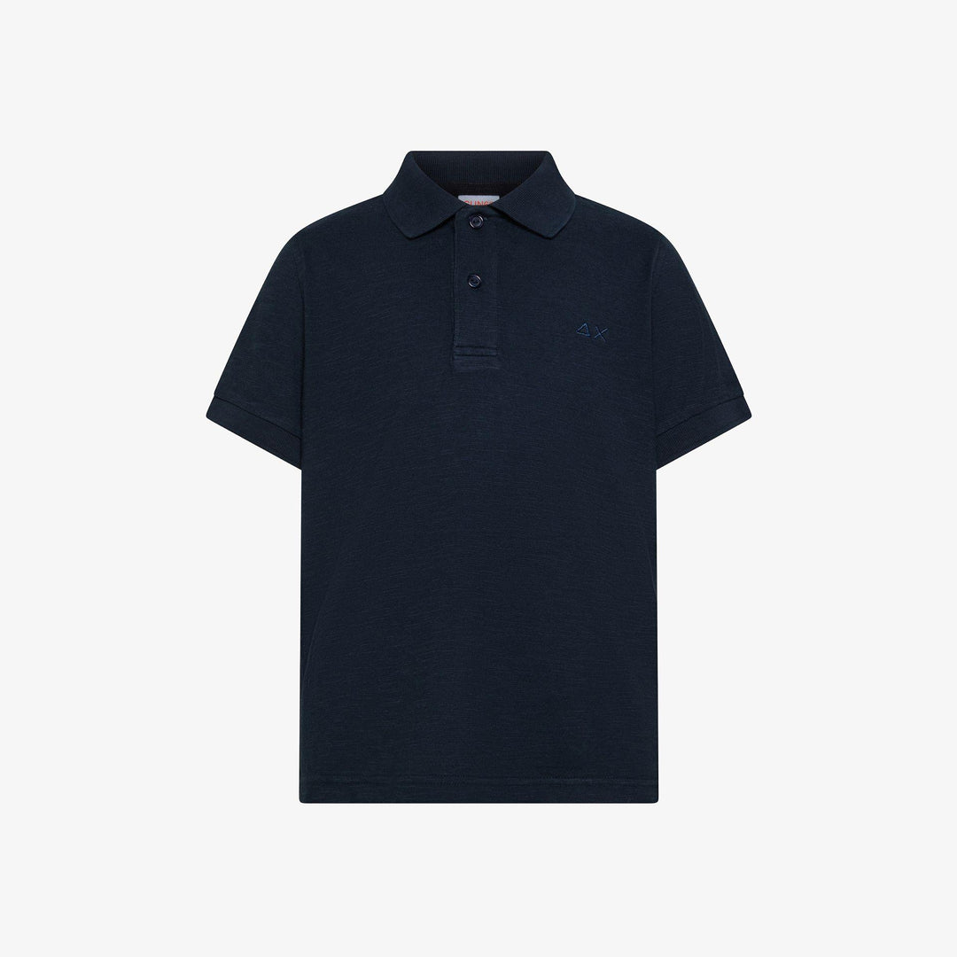 Polo da bambino in jersey fiammato con logo A36335KBLU SUN 68