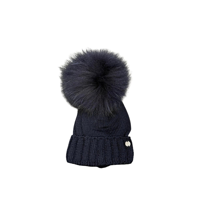 Cappello da bambini misto lana con ponpon originale in Murmasky CT3443ABLU GIO HIGUAMY