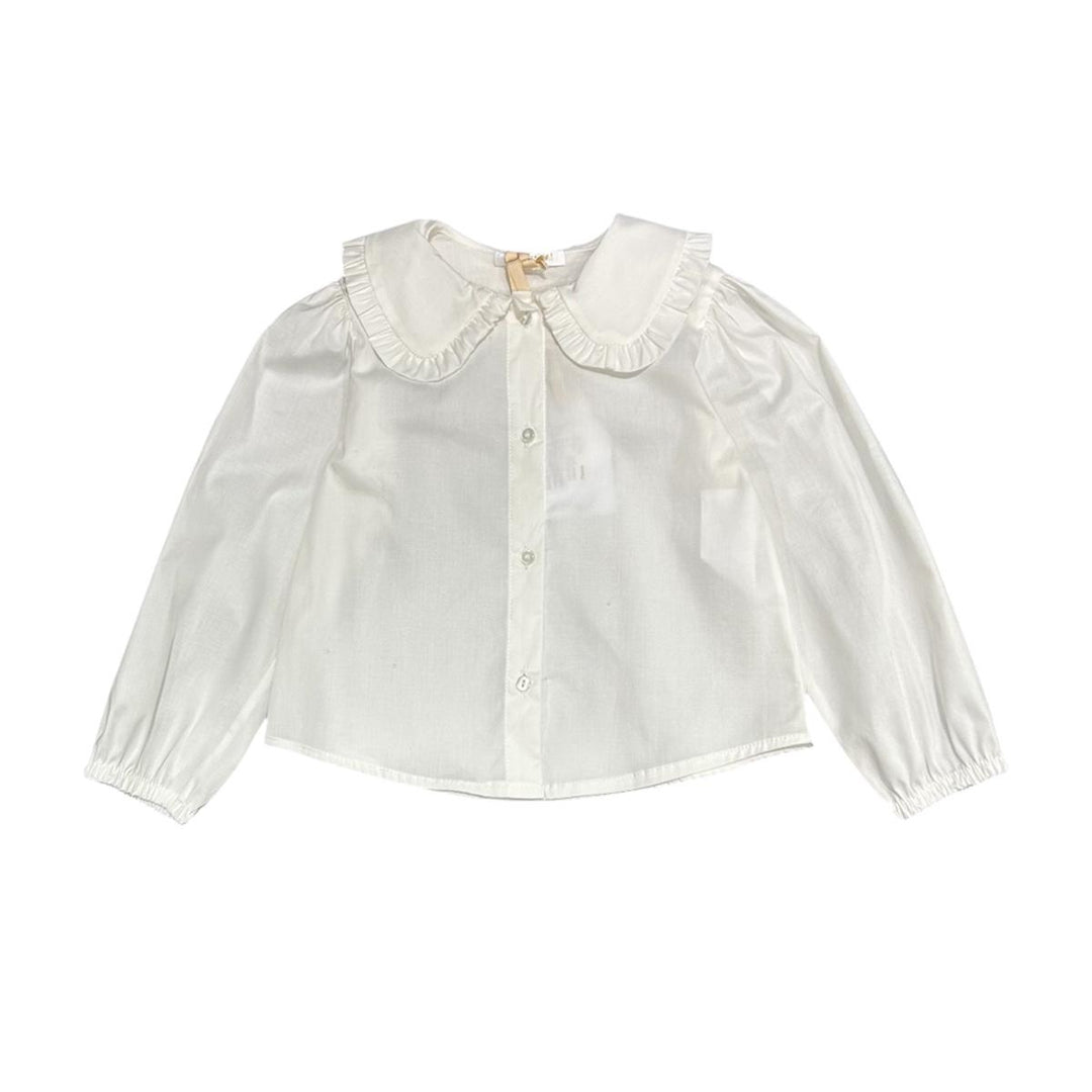 Camicia da bambina in cotone con collo tondo FL6756BIANCO MELISA BAI