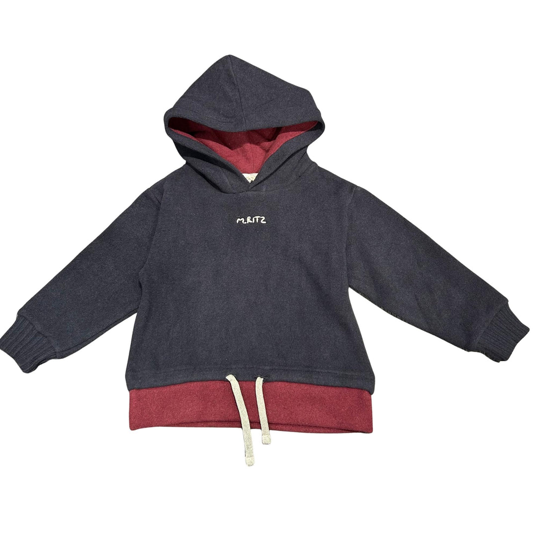 Felpa da bambino con cappuccio e logo effetto maglia MR3233KBLU MANUEL RITZ