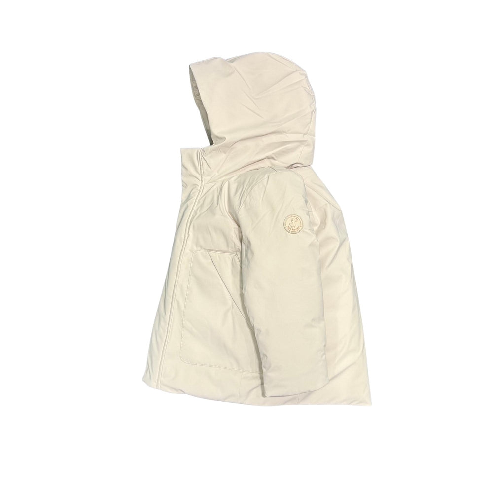 Giubbino da bambino Albi a parka in tessuto tecnico con cappuccio imbottito in ecopiuma con grado di calore alto ALBIKBEIGE SAVE THE DUCK