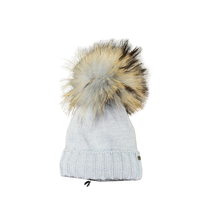Cappello da bambini in misto lana con interno rivestito in cotone e ponpon in vera pelliccia Murmasky CT3443MFACIELO GIO HIGUAMY