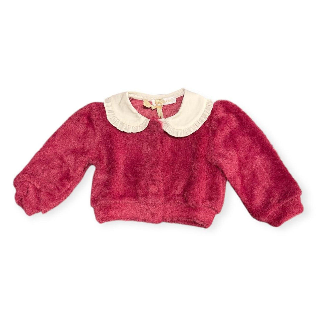 Cardigan misto lana effetto peluche con collo camicia FL6679BORDÒ MELISA BAI