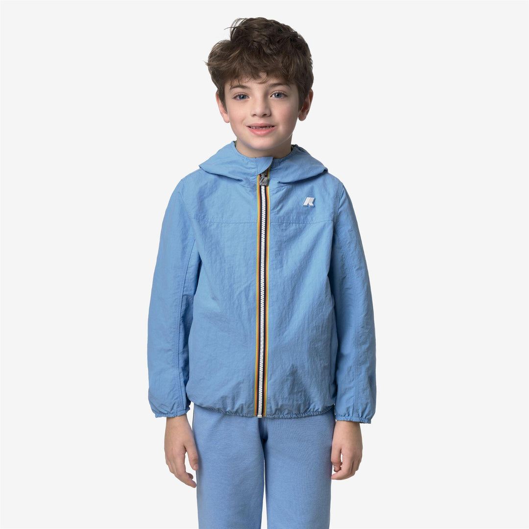 Giubbino da bambino jake cotton reversibile un lato tessuto tecnico e l'altro felpa leggera con logo K2145HWJC0M K-WAY