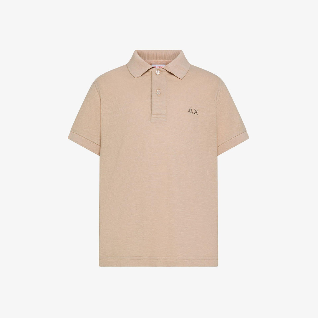 Polo da bambino in jersey fiammato con logo A36335KBEIGE SUN 68