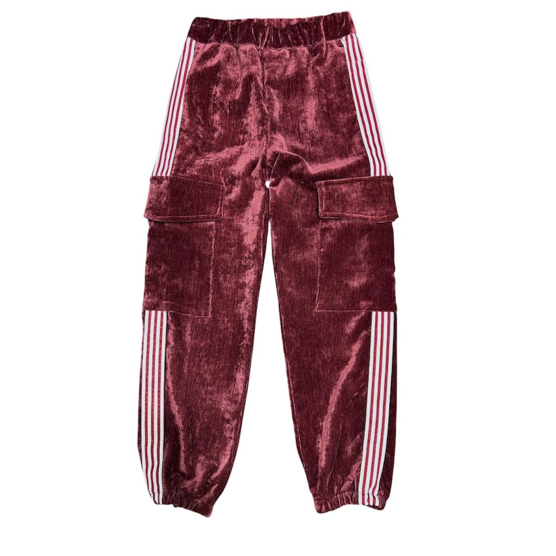 Pantalone da bambina over effetto ciniglia con bande laterali e tasconi LL3980BORDÒ LULU' BY MISS GRANT