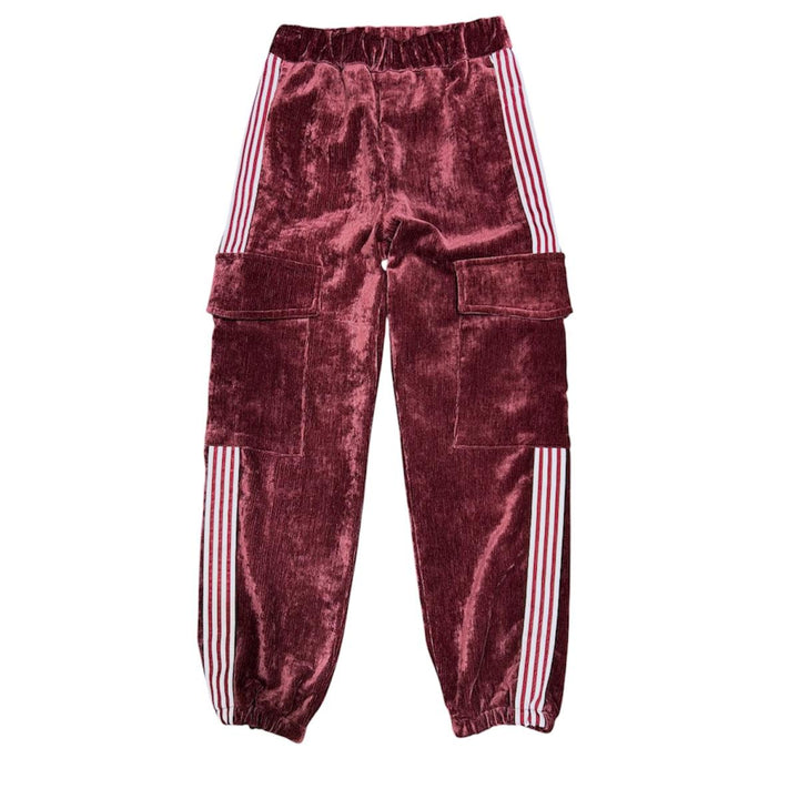 Pantalone da bambina over effetto ciniglia con bande laterali e tasconi LL3980BORDÒ LULU' BY MISS GRANT