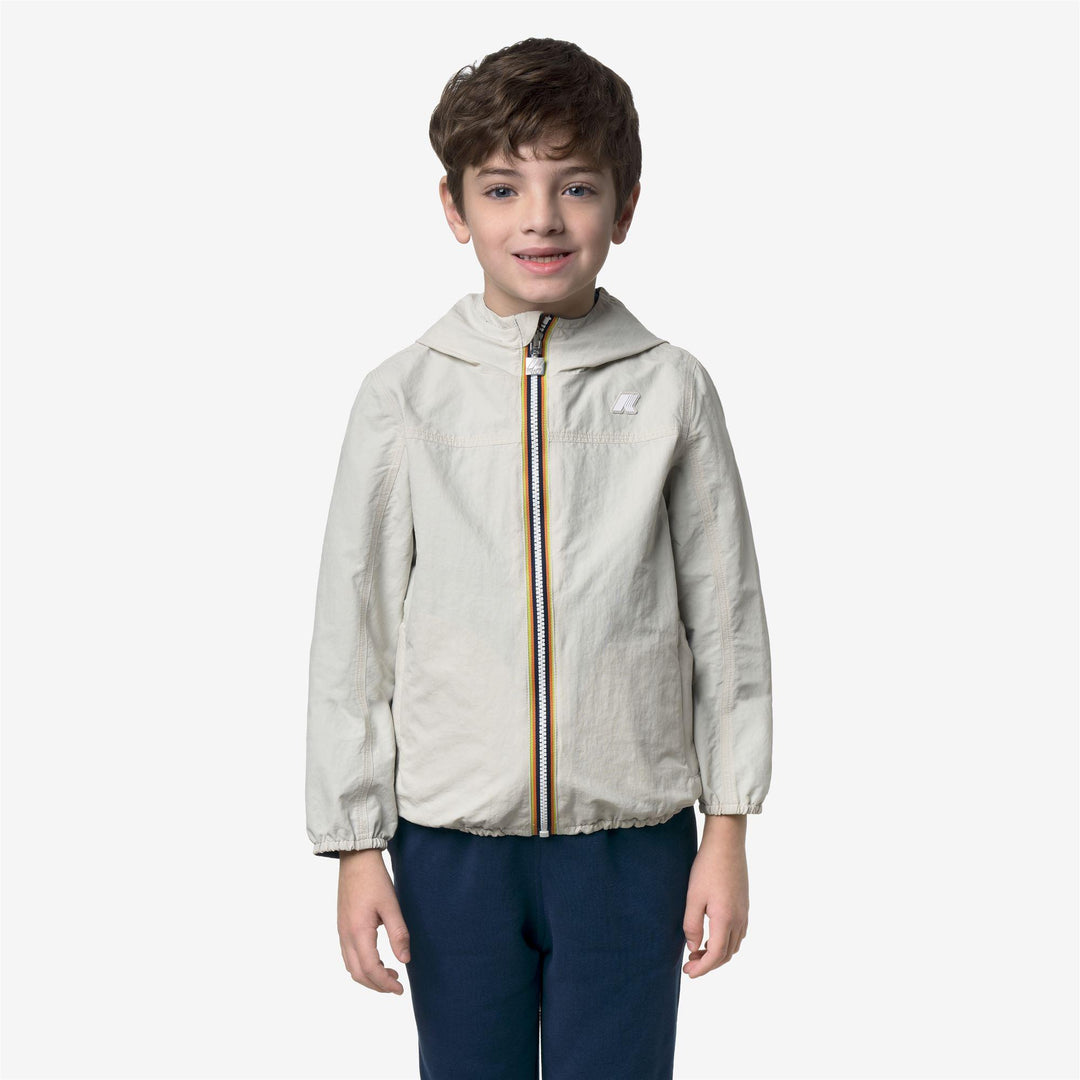 Giubbino da bambino jake cotton reversibile un lato tessuto tecnico e l'altro felpa leggera con logo K2145HWJC71 K-WAY