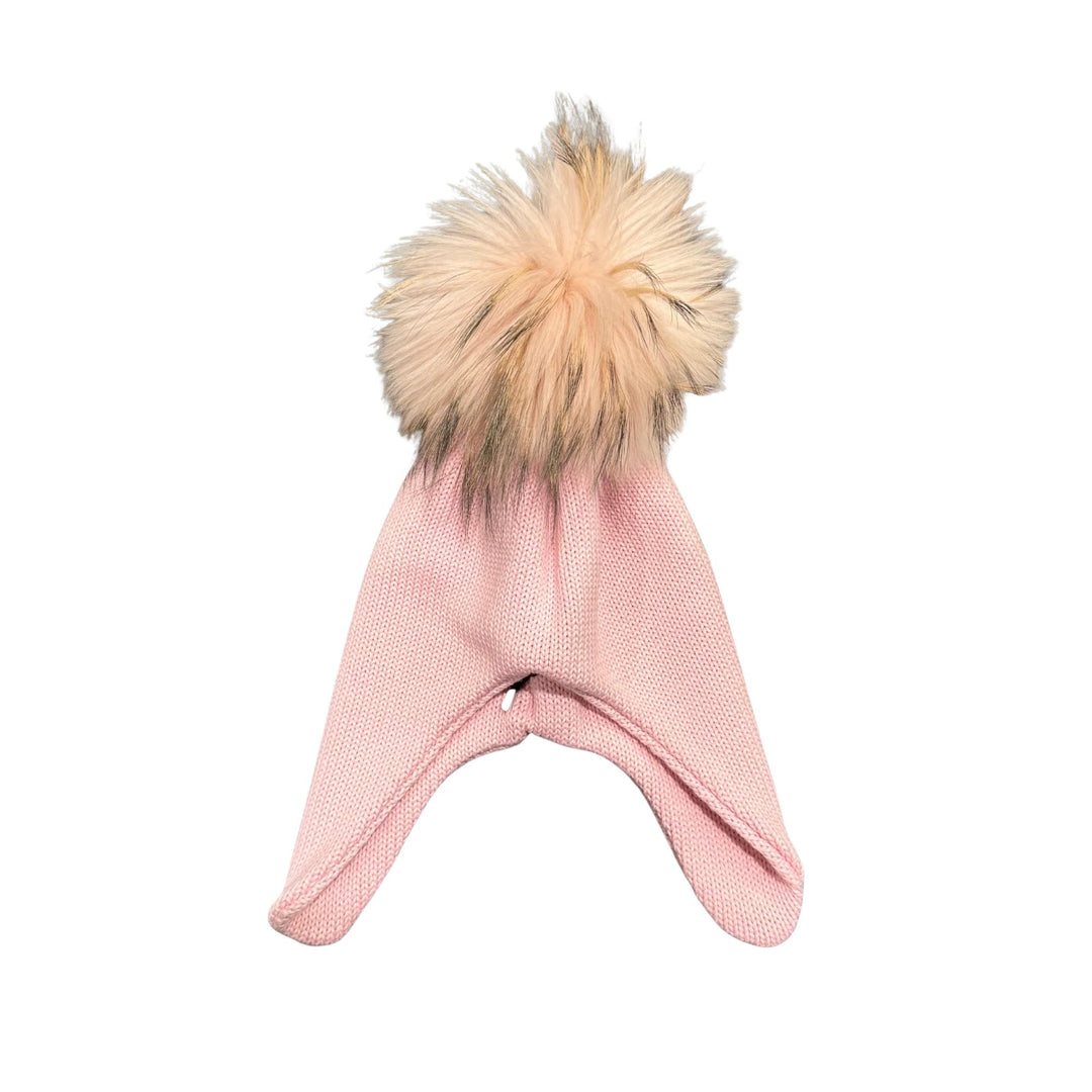 Cappello da bambini con copriorecchie in misto lana con ponpon in vera pelliccia Murmasky CT0223AROSA GIO HIGUAMY