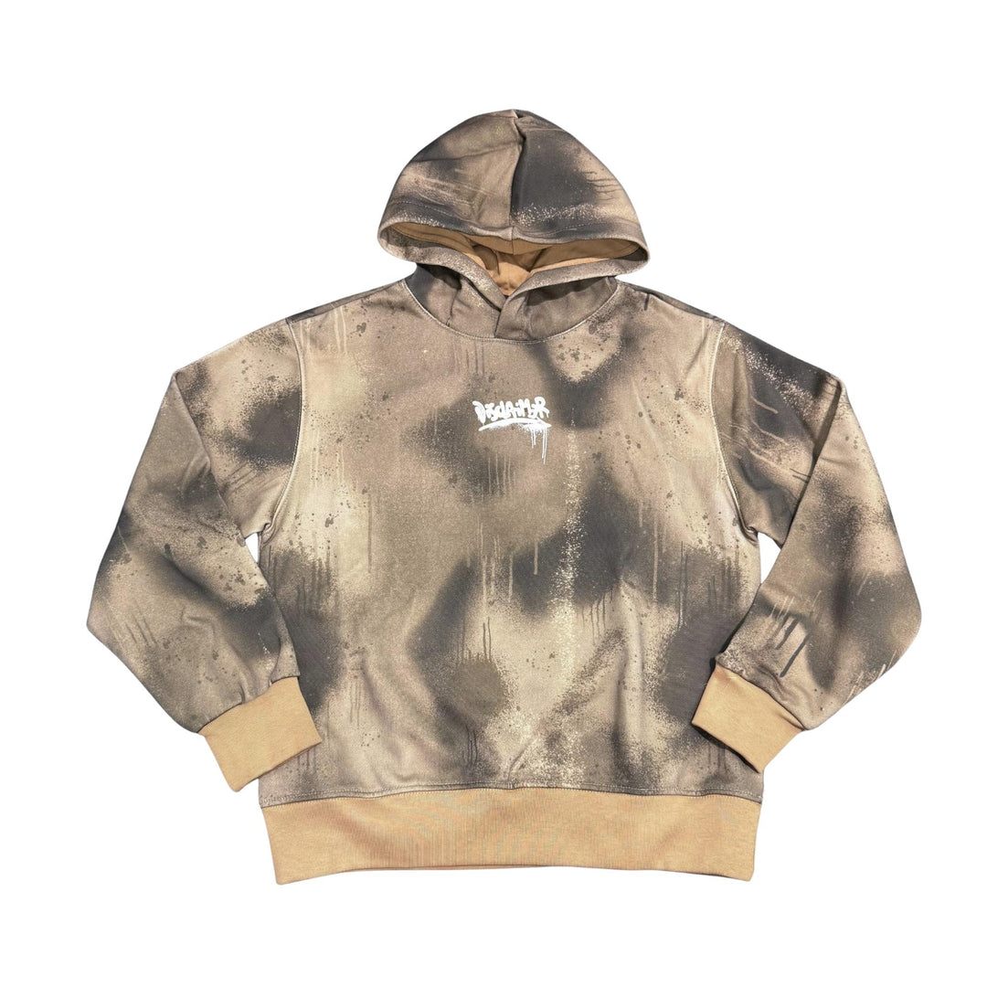 Felpa da bambino con cappuccio effetto delavato con stampa DK58633TABACCO DISCLAIMER