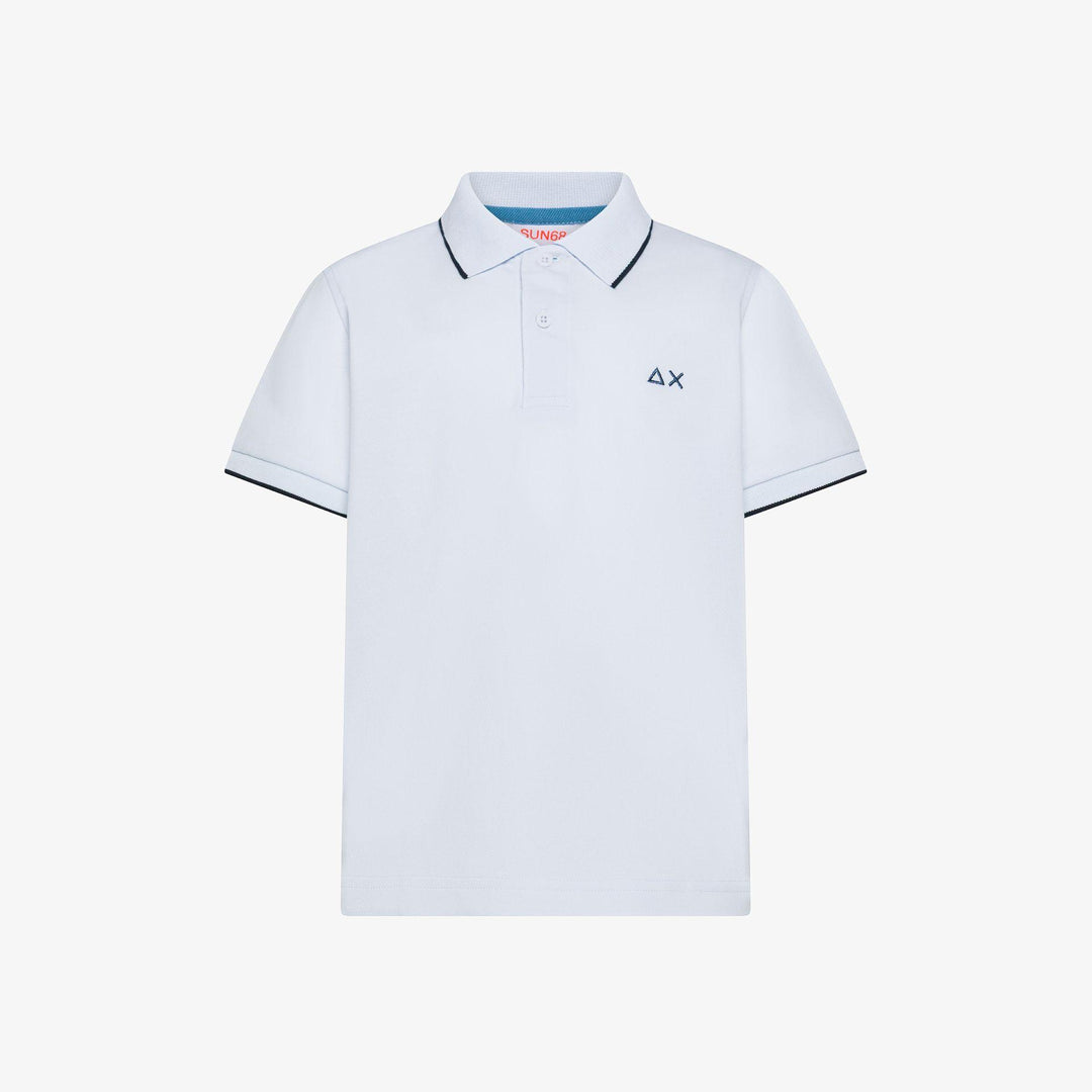 Polo da bambino in piquet di cotone elastico con profilo sottile su collo e maniche A36311KBIANCO SUN 68