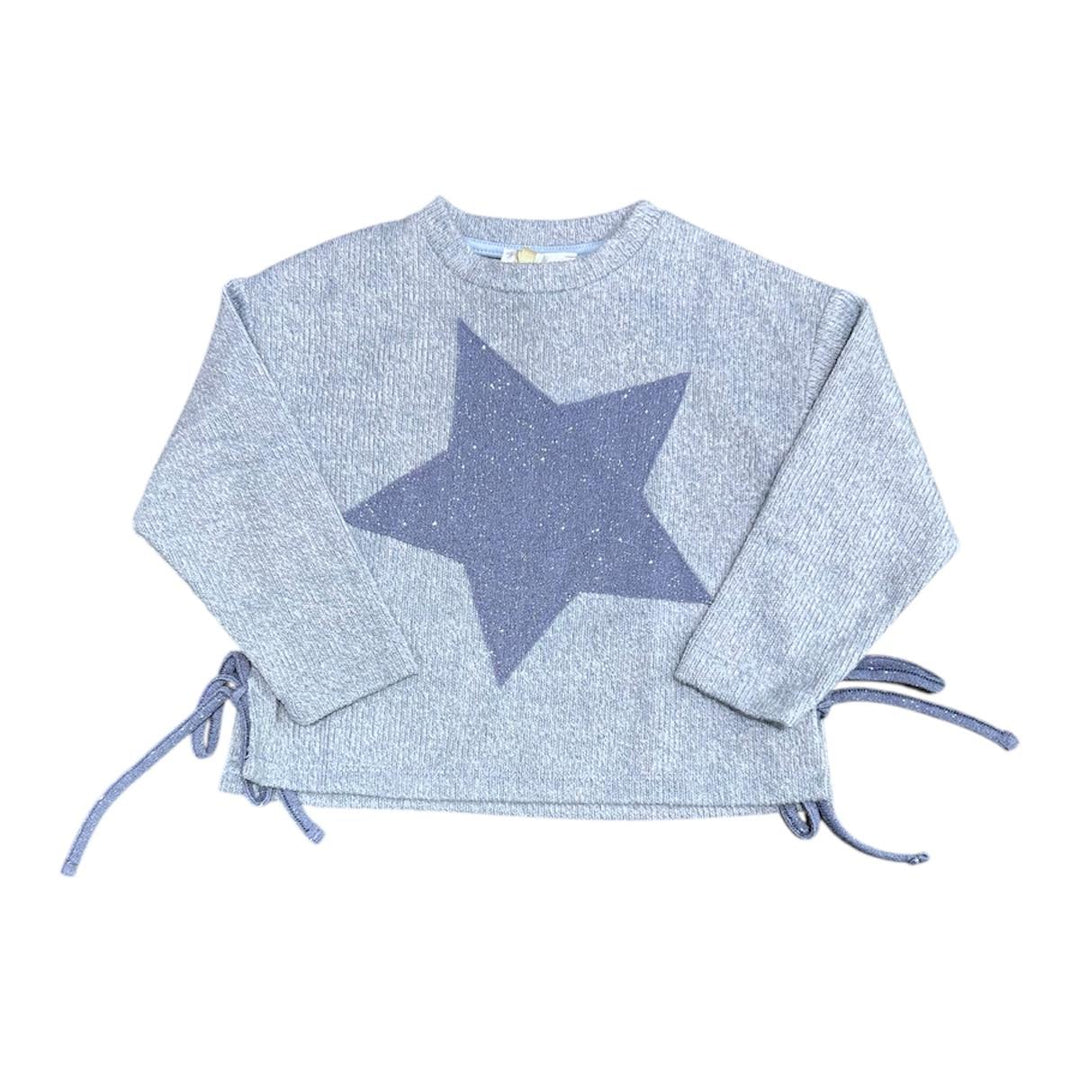 Maglia misto lana da bambina glitter con stella FL6623CIELO MELISA BAI