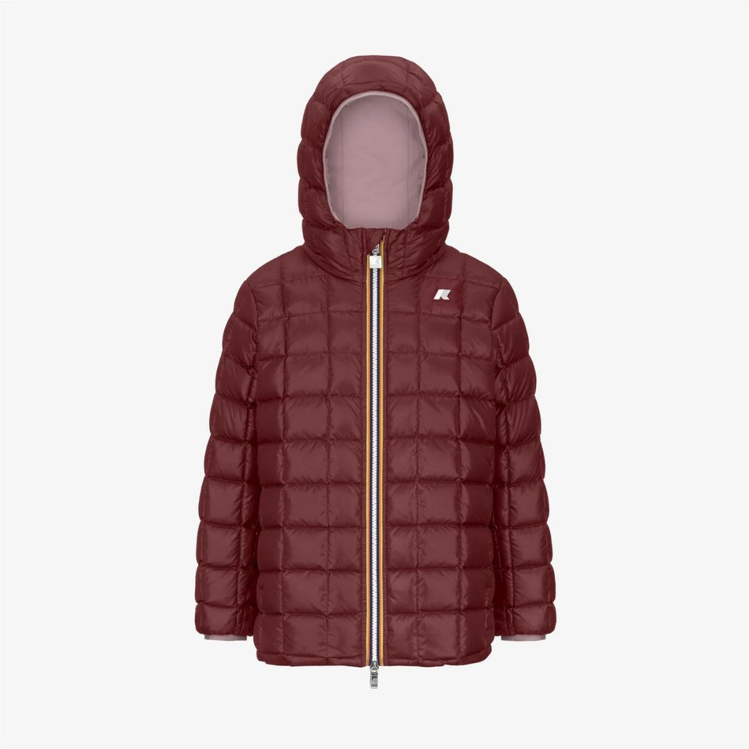 Giubbino da bambina lunghezza 3/4 Sophie thermo reversibile in tessuto tecnico con imbottitura in piuma e piumino d'anatra vestibilità comoda K5123RWJB2W K-WAY