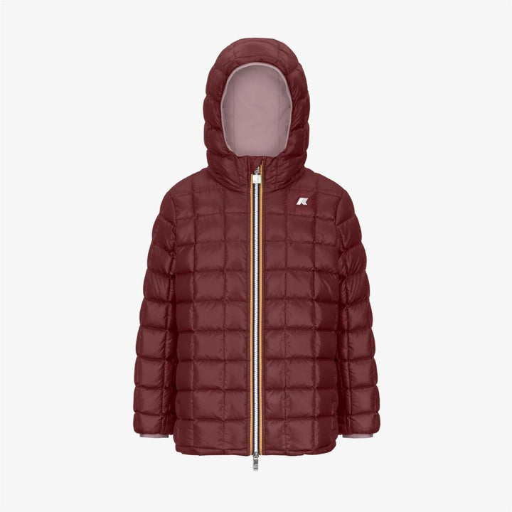Giubbino da bambina lunghezza 3/4 Sophie thermo reversibile in tessuto tecnico con imbottitura in piuma e piumino d'anatra vestibilità comoda K5123RWJB2W K-WAY