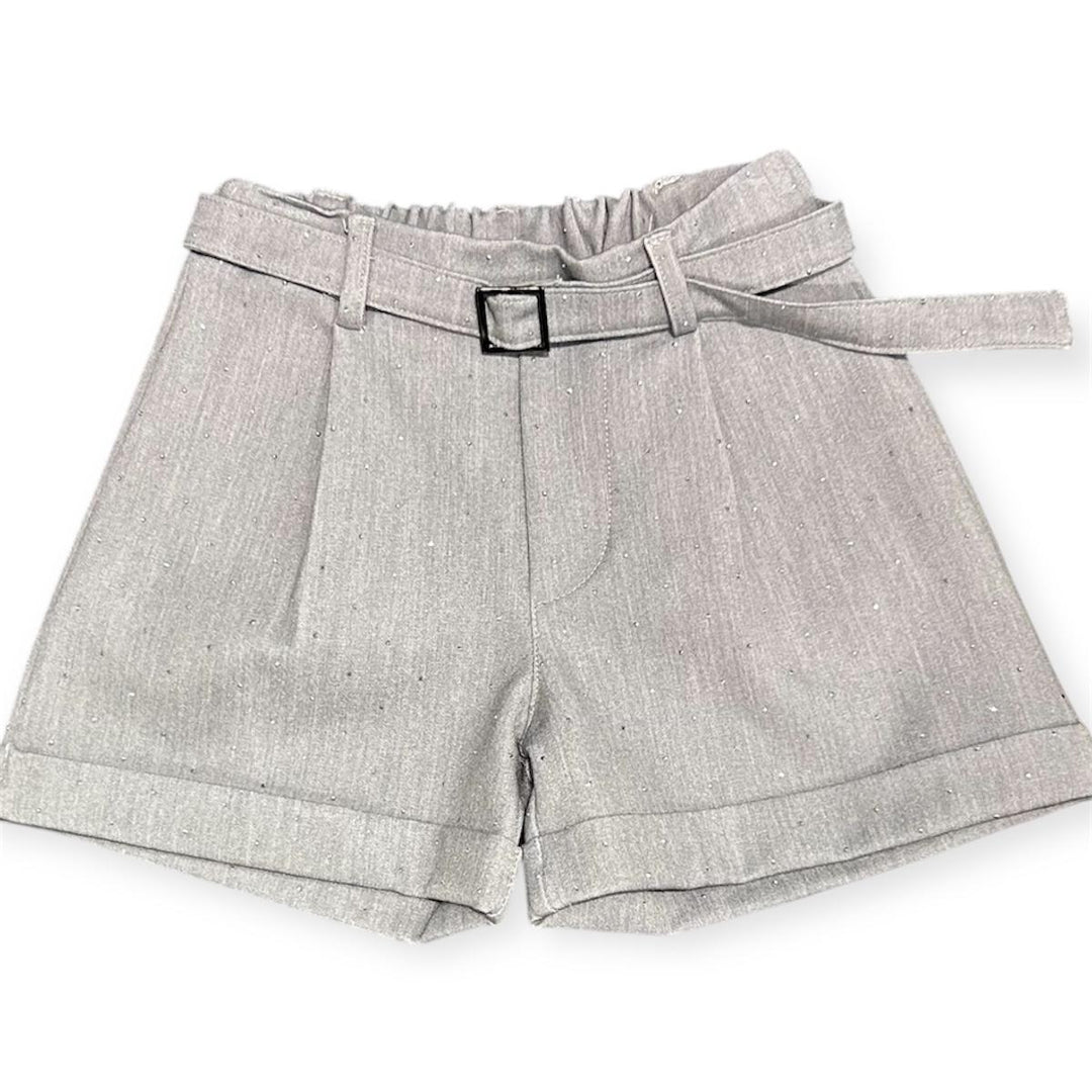 Shorts da bambina con cinta e strass UE1922GRIGIO U+E'