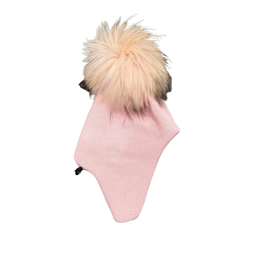 Cappello da bambini con copriorecchie in misto lana con ponpon in vera pelliccia Murmasky CT0223AROSA GIO HIGUAMY