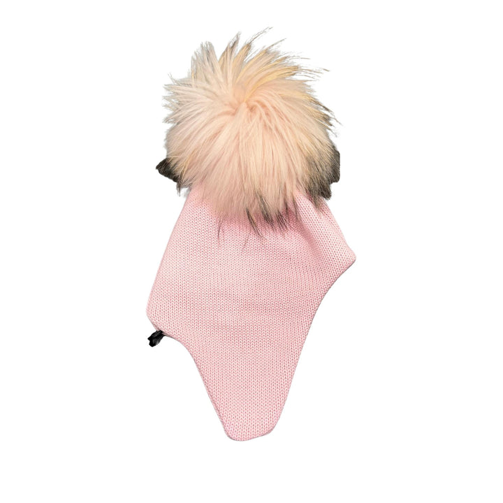 Cappello da bambini con copriorecchie in misto lana con ponpon in vera pelliccia Murmasky CT0223AROSA GIO HIGUAMY