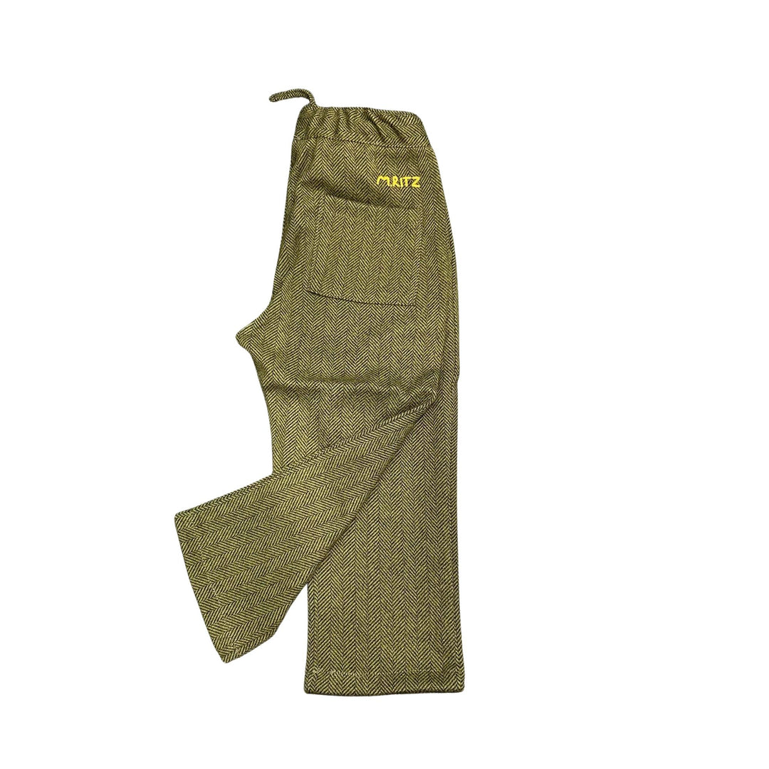 Pantalone da bambino con elastico in vita fantasia spigato MR3185VERDE MANUEL RITZ