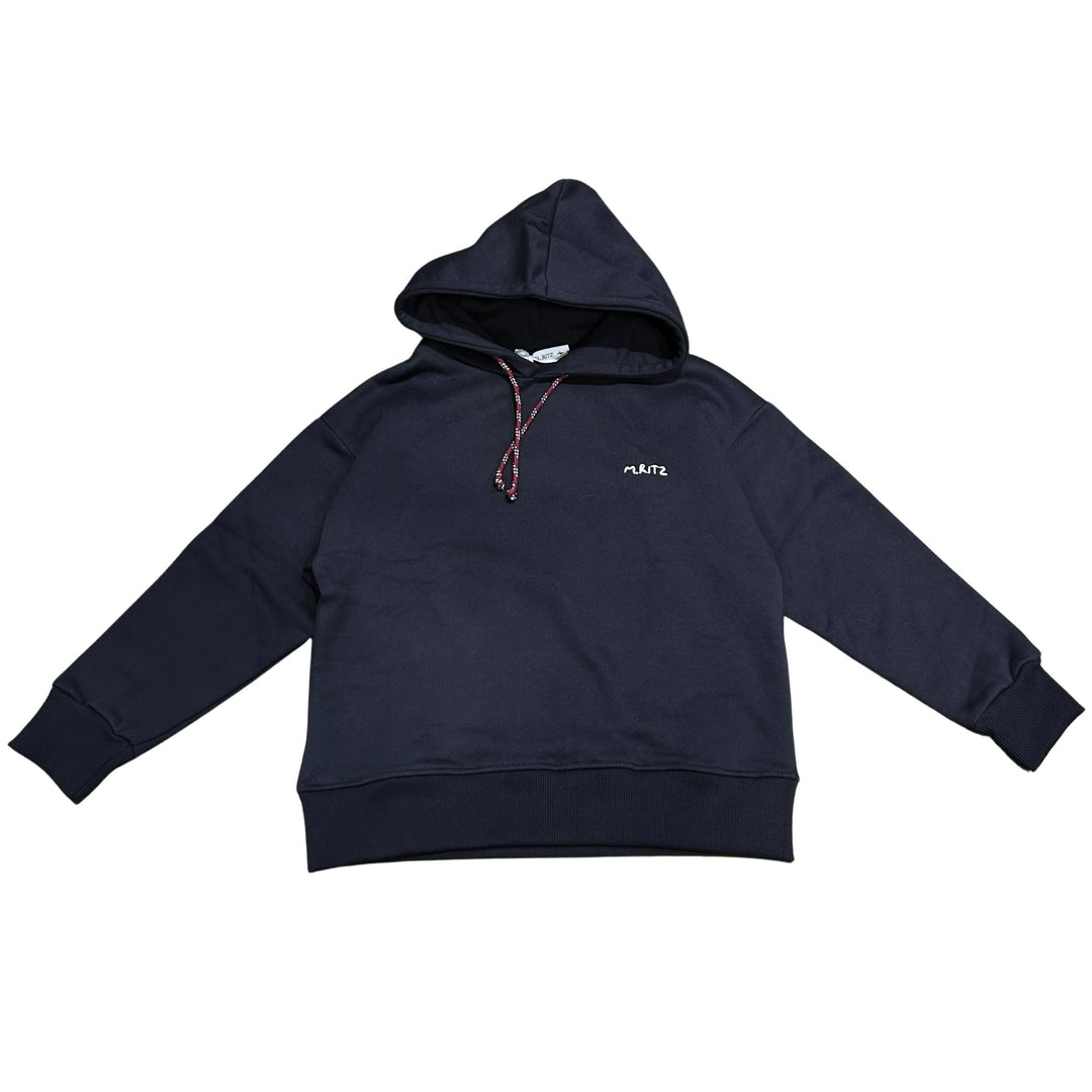 Felpa da bambino con cappuccio e ricamo logo MR3207BLU MANUEL RITZ