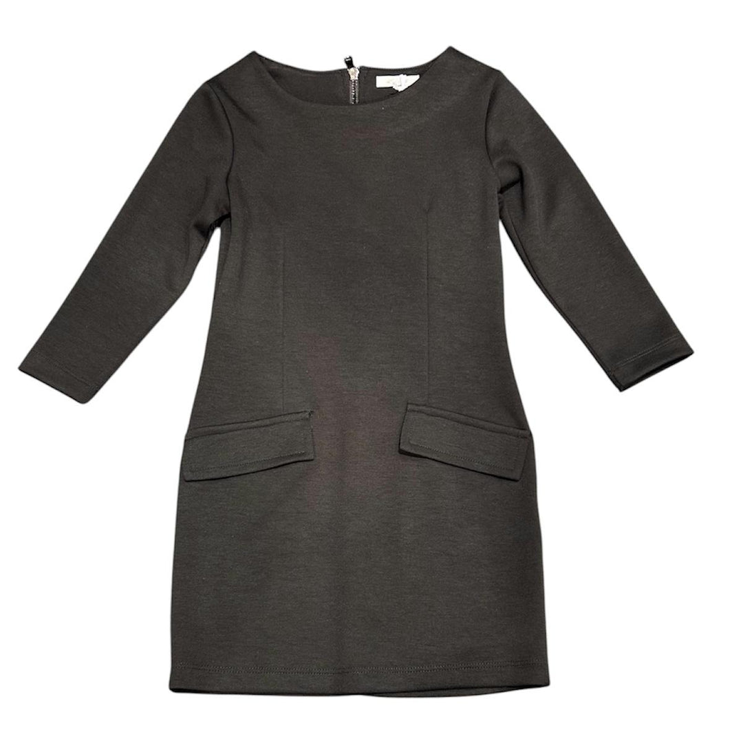 Abito da bambina in punto miliano diritto con tasche LL3864NERO LULU' BY MISS GRANT