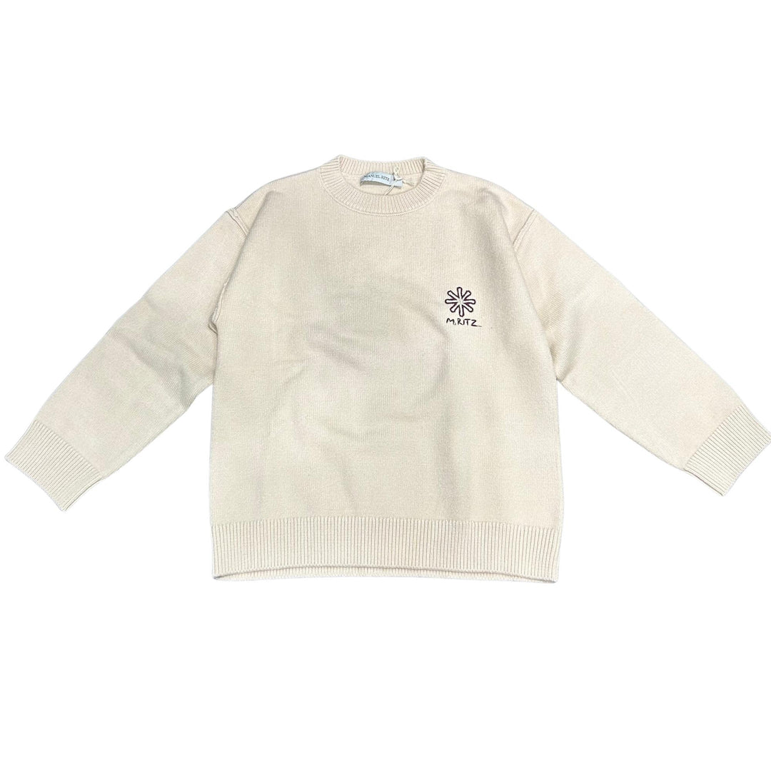 Maglia misto lana con ricamo logo MR3144KCREMA MANUEL RITZ