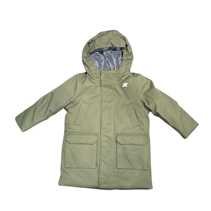 Giubbino da bambino Jarko marmotta lunghezza 3/4 in tessuto tecnico 4 tasche con imbottitura in ecopelliccia K1128HWJAL7 K-WAY