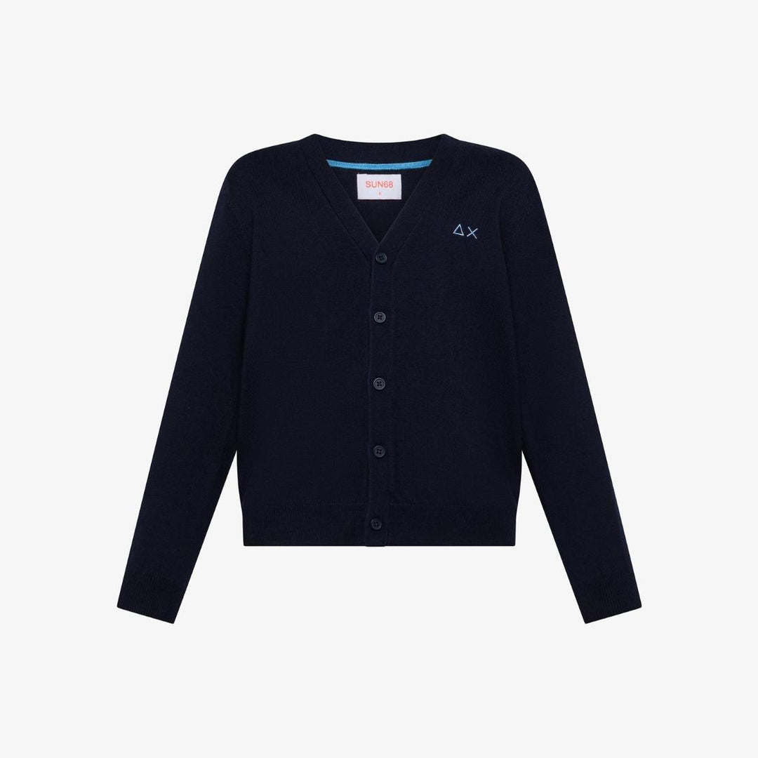 Cardigan da bambino in misto lana e cotone con bottoni K45303JBLU SUN 68