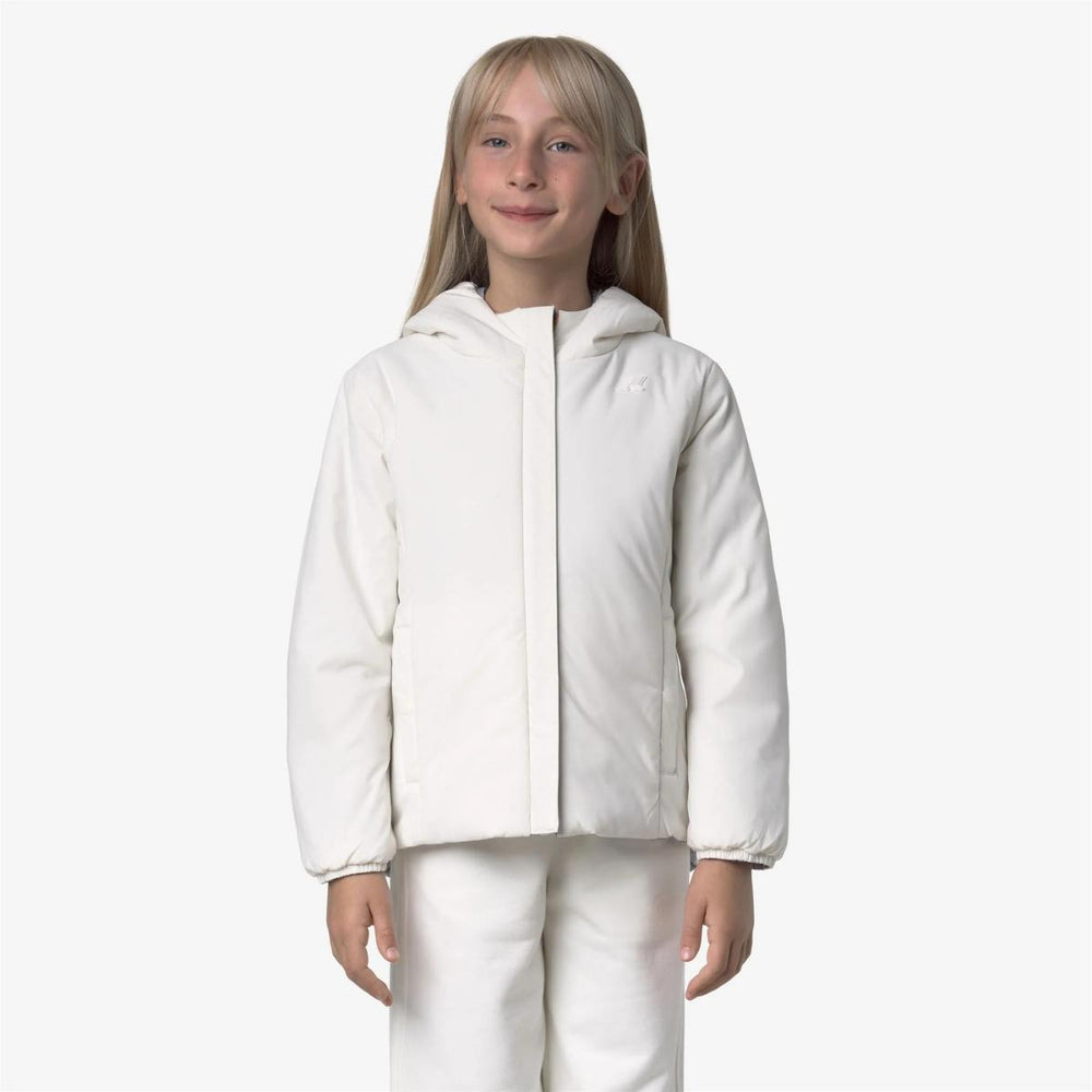Giubbino da bambina lily warm warm reversibile in tessuto tecnico imbottito in ecopiuma K71339WKBBL K-WAY