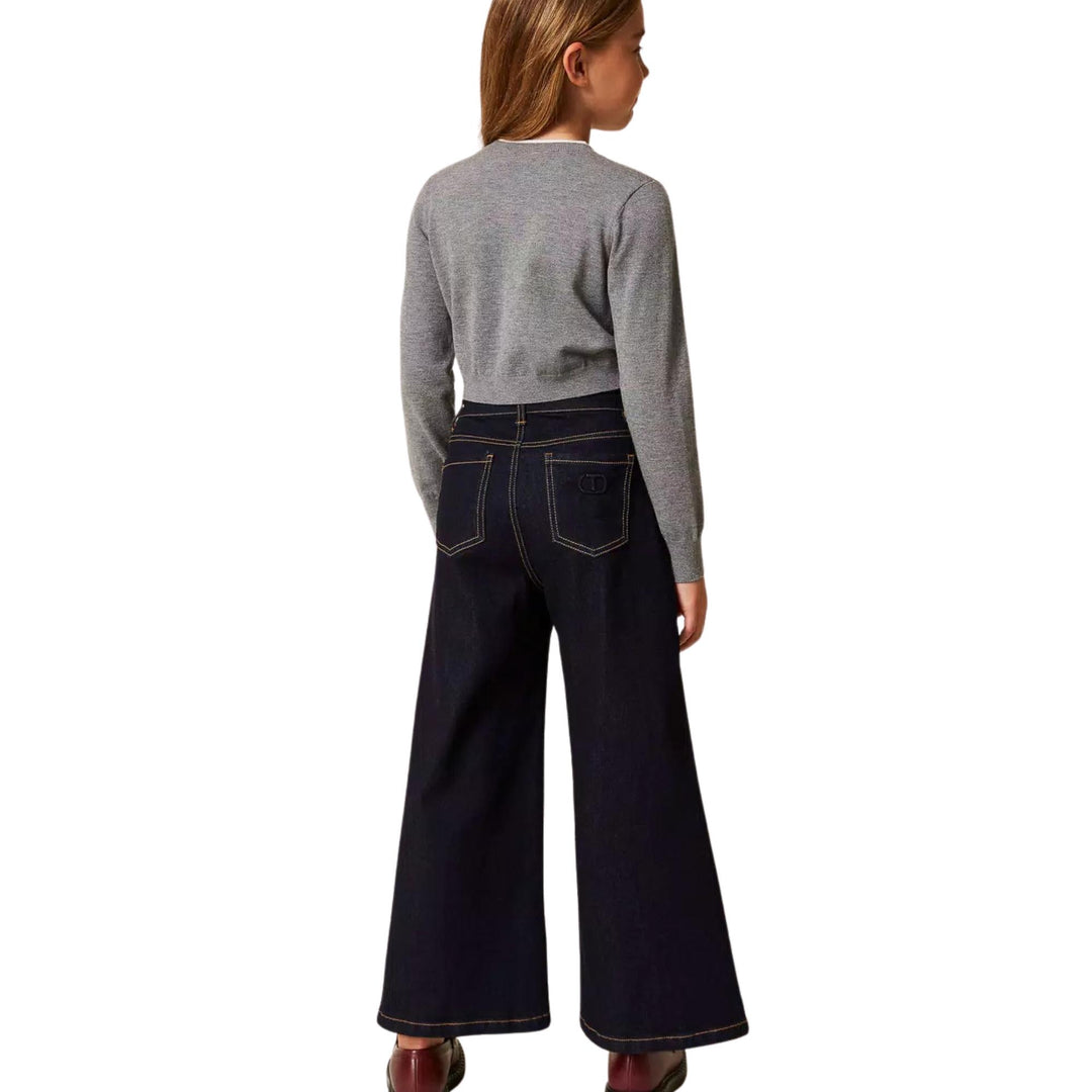 Jeans da bambina in tela elastica comodo vestibilità over a palazzo GJ2280JEANS TWIN-SET