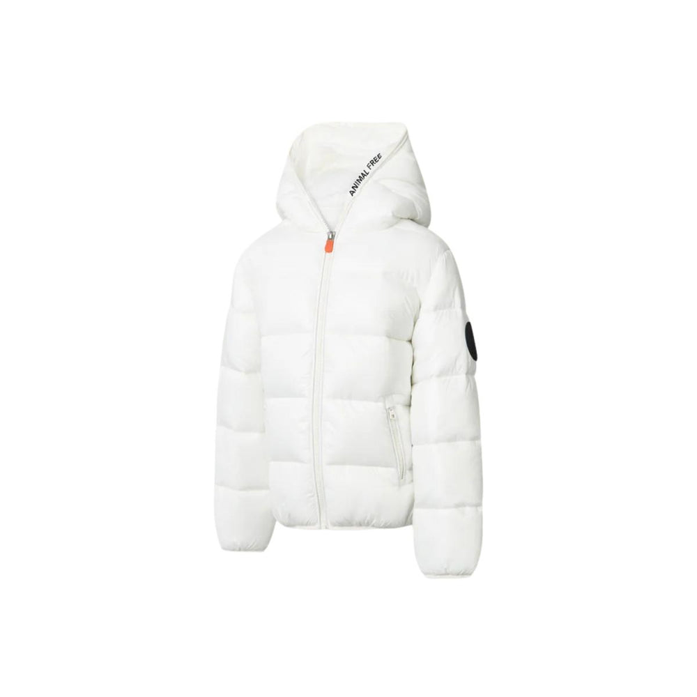 Giubbino unisex da bambini in tessuto tecnico lucido a bomber con cappuccio imbottito in ecopiuma con grado di calore alto ARTIEJBIANCO SAVE THE DUCK