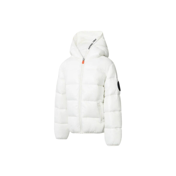 Giubbino unisex da bambini in tessuto tecnico lucido a bomber con cappuccio imbottito in ecopiuma con grado di calore alto ARTIEJBIANCO SAVE THE DUCK