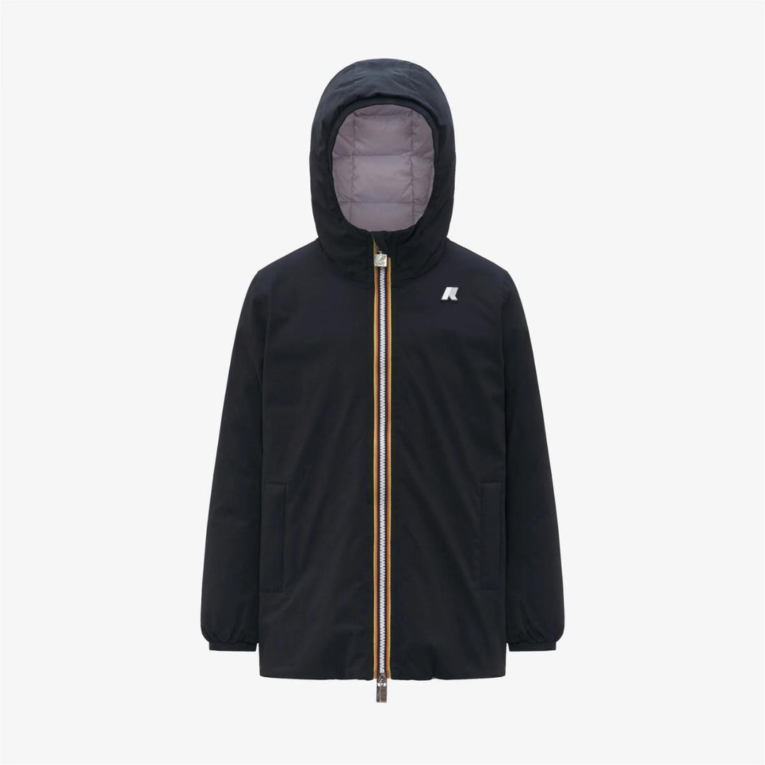 Giubbino da bambina lunghezza 3/4 Sophie thermo reversibile in tessuto tecnico con imbottitura in piuma e piumino d'anatra vestibilità comoda K5123RWJBBJ K-WAY