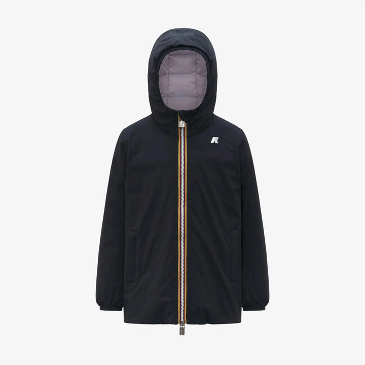 Giubbino da bambina lunghezza 3/4 Sophie thermo reversibile in tessuto tecnico con imbottitura in piuma e piumino d'anatra vestibilità comoda K5123RWJBBJ K-WAY