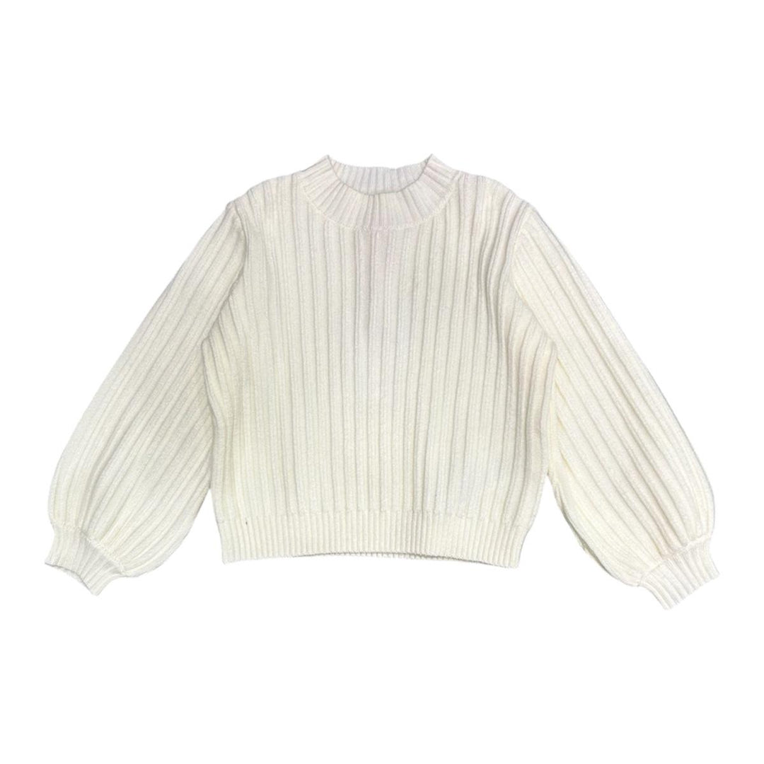 Maglia misto lana da bambina a coste con balze FL6633PANNA MELISA BAI