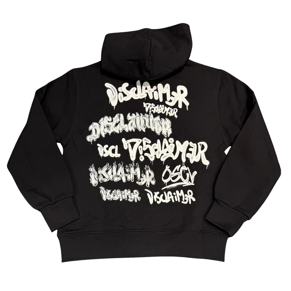 Felpa da bambino con cappuccio e stampa petto e schiena DK58645NERO DISCLAIMER