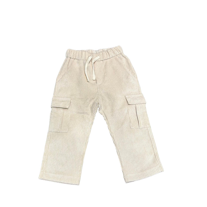 Pantalone da bambino con elastico in vita effetto velluto rocciatore con tasconi MR3186KCREMA MANUEL RITZ