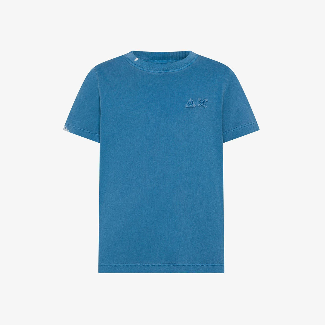 T-shirt da bambino in cotone con ricamo logo vintage T36313KAVIO SUN 68