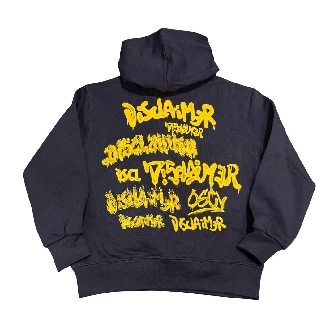 Felpa da bambino con cappuccio e stampa petto e schiena DK58645BLU DISCLAIMER