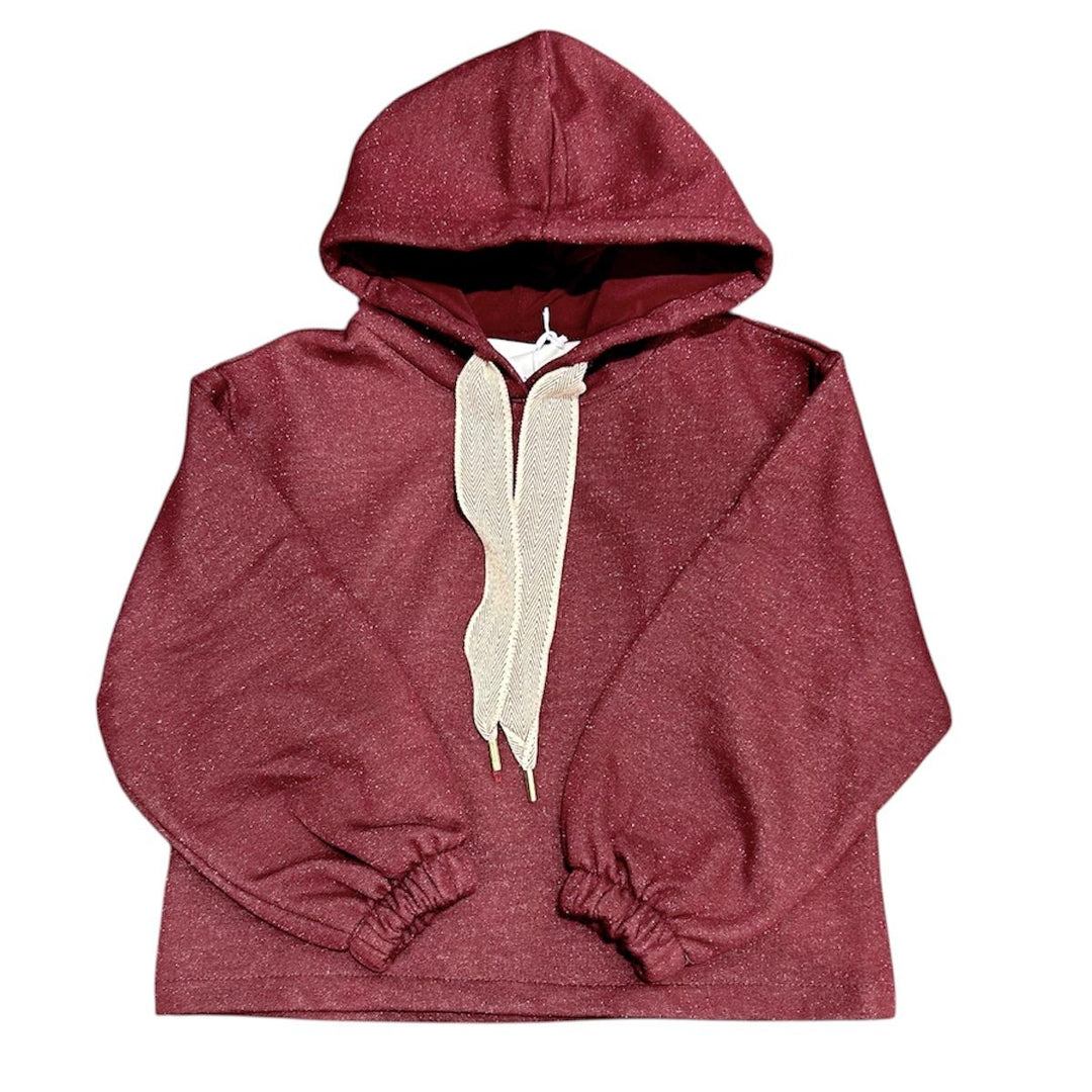 Felpa da bambina con fiocco corta e cappuccio LL3960BORDÒ LULU' BY MISS GRANT