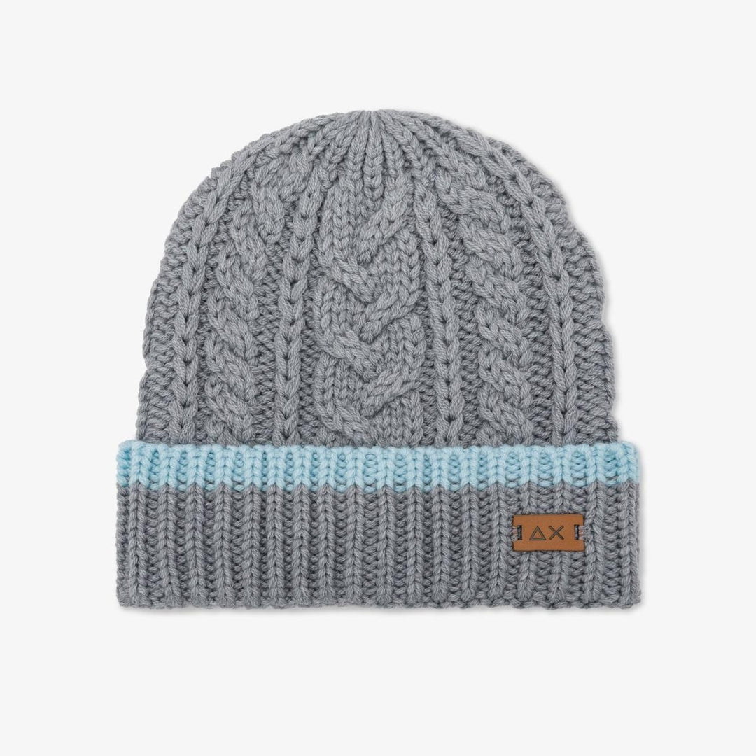 Cappello da bambino misto lana a trecce con risvolto e logo C45305GRIGIO SUN 68