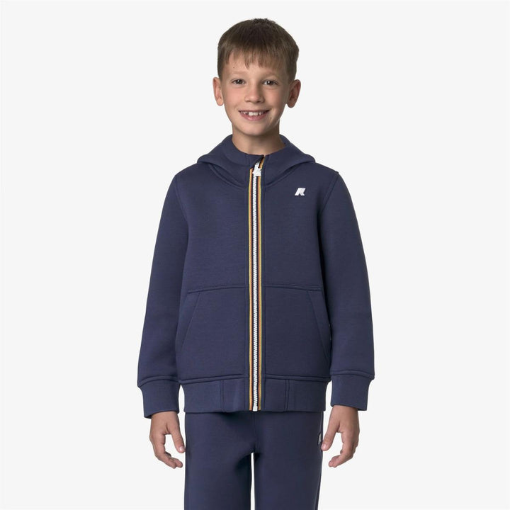 Felpa da bambino Berenger spacer in tessuto tecnico effetto neoprene full zip con cappuccio e logo K2124RWJ867 K-WAY