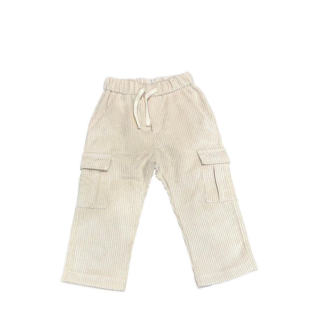 Pantalone da neonato con elastico in vita effetto velluto rocciatore con tasconi MR3186NCREMA MANUEL RITZ