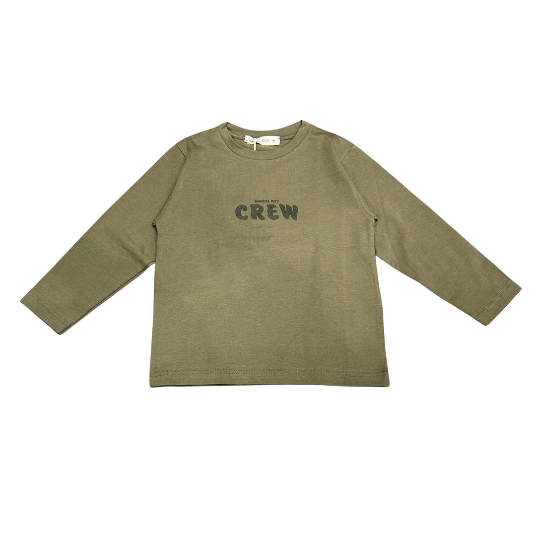 T-shirt da bambino in cotone con stampa manica lunga MR3213KMILITARE MANUEL RITZ