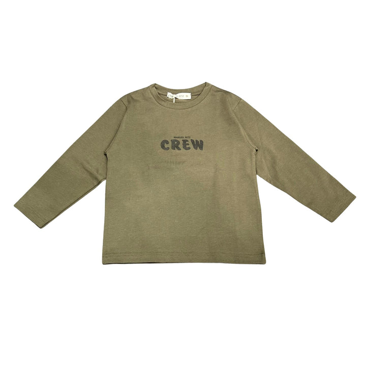 T-shirt da bambino in cotone con stampa manica lunga MR3213KMILITARE MANUEL RITZ
